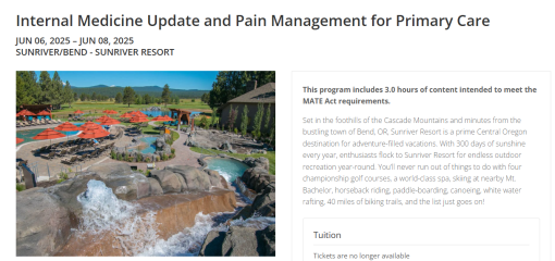 MCE Conferences Internal Medicine Update and Pain Management for Primary Care Jun 06, 2025 – Jun 08, 2025