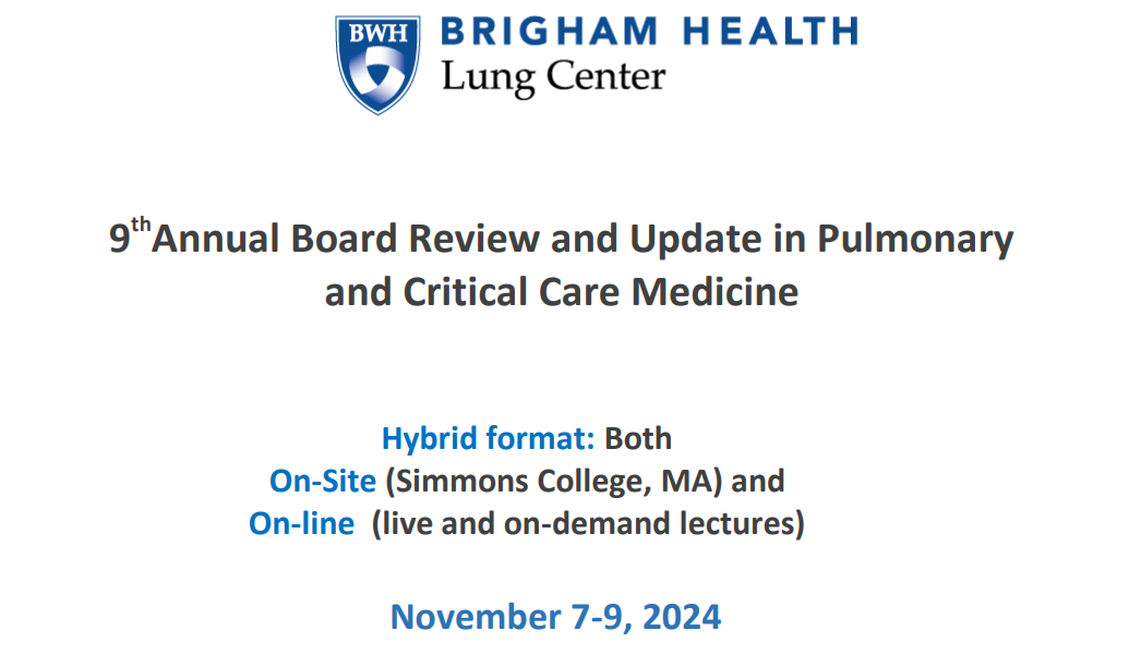 Harvard 9th Annual Board Review and Update in Pulmonary, Sleep, and Critical Care Medicine 2024